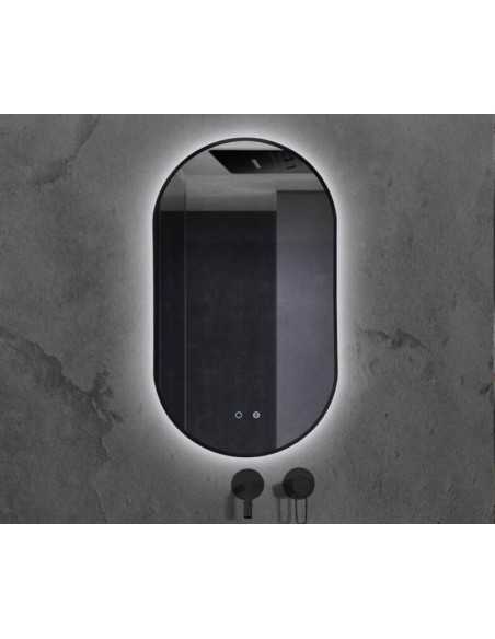 Espejo TOKYO Antivaho con Luz marco negro. Principal